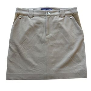 Ralph Lauren Purple Label Women's A-Line Wool Skirt Beige 4 Pearl Snaps Western